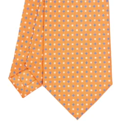 CRAVATTA SARTORIALE EXTRA LONG IN SETA ARANCIONE Microfantasia fiore