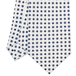 CRAVATTA SARTORIALE EXTRA LONG IN SETA BIANCA Microfantasia fiore