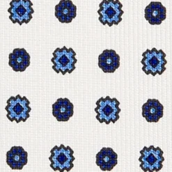 CRAVATTA SARTORIALE EXTRA LONG IN SETA BIANCA Microfantasia fiore