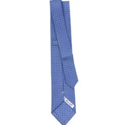 CRAVATTA SARTORIALE EXTRA LONG IN SETA AZZURRO POLVERE Microfantasia fiore