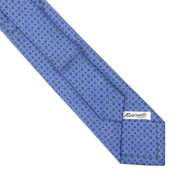 CRAVATTA SARTORIALE EXTRA LONG IN SETA AZZURRO POLVERE Microfantasia fiore