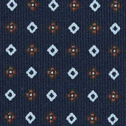 CRAVATTA SARTORIALE EXTRA LONG IN SETA BLU SCURO Microfantasia fiore