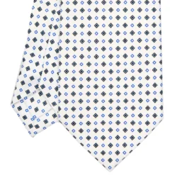 CRAVATTA SARTORIALE EXTRA LONG IN SETA BIANCA Microfantasia fiore