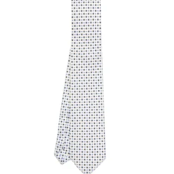 CRAVATTA SARTORIALE EXTRA LONG IN SETA BIANCA Microfantasia fiore