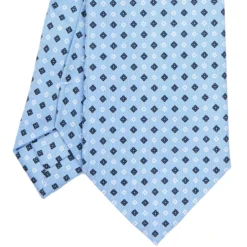CRAVATTA SARTORIALE EXTRA LONG IN SETA AZZURRA Microfantasia fiore