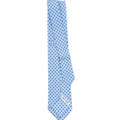 CRAVATTA SARTORIALE EXTRA LONG IN SETA AZZURRA Microfantasia fiore
