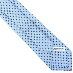 CRAVATTA SARTORIALE EXTRA LONG IN SETA AZZURRA Microfantasia fiore