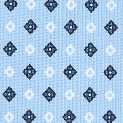 CRAVATTA SARTORIALE EXTRA LONG IN SETA AZZURRA Microfantasia fiore