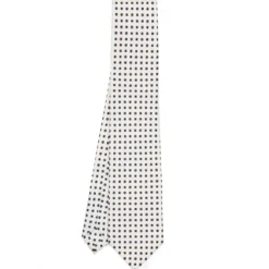 CRAVATTA SARTORIALE EXTRA LONG IN SETA BIANCA Microfantasia fiore