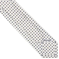 CRAVATTA SARTORIALE EXTRA LONG IN SETA BIANCA Microfantasia fiore