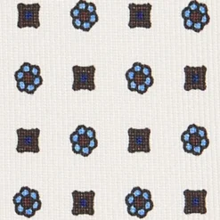 CRAVATTA SARTORIALE EXTRA LONG IN SETA BIANCA Microfantasia fiore