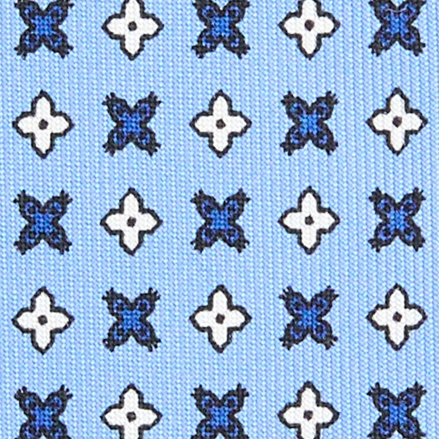 CRAVATTA SARTORIALE EXTRA LONG IN SETA AZZURRA Microfantasia fiore