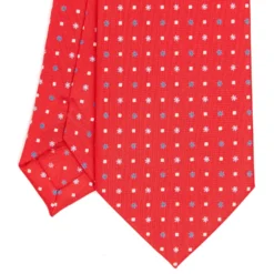 CRAVATTA SARTORIALE EXTRA LONG IN SETA ROSSA Microfantasia fiore