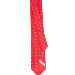 CRAVATTA SARTORIALE EXTRA LONG IN SETA ROSSA Microfantasia fiore