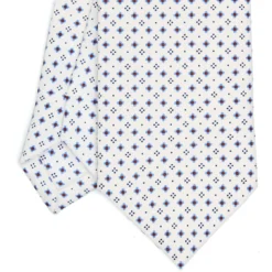 CRAVATTA SARTORIALE EXTRA LONG IN SETA BIANCA Microfantasia fiore
