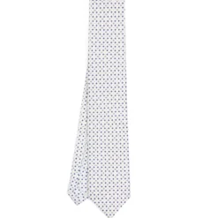 CRAVATTA SARTORIALE EXTRA LONG IN SETA BIANCA Microfantasia fiore