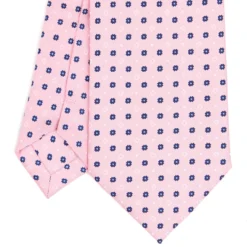 CRAVATTA SARTORIALE EXTRA LONG IN SETA ROSA Microfantasia fiore