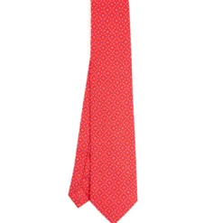 CRAVATTA SARTORIALE EXTRA LONG IN SETA ROSSA Microfantasia fiore