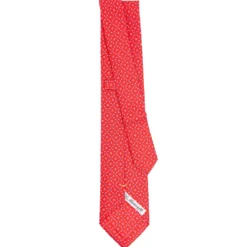 CRAVATTA SARTORIALE EXTRA LONG IN SETA ROSSA Microfantasia fiore