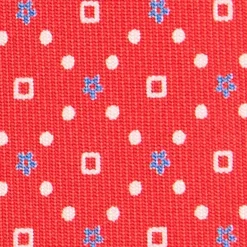 CRAVATTA SARTORIALE EXTRA LONG IN SETA ROSSA Microfantasia fiore