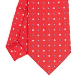 CRAVATTA SARTORIALE EXTRA LONG IN SETA ROSSA Microfantasia fiore