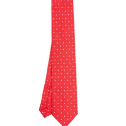 CRAVATTA SARTORIALE EXTRA LONG IN SETA ROSSA Microfantasia fiore