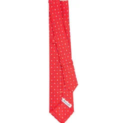 CRAVATTA SARTORIALE EXTRA LONG IN SETA ROSSA Microfantasia fiore