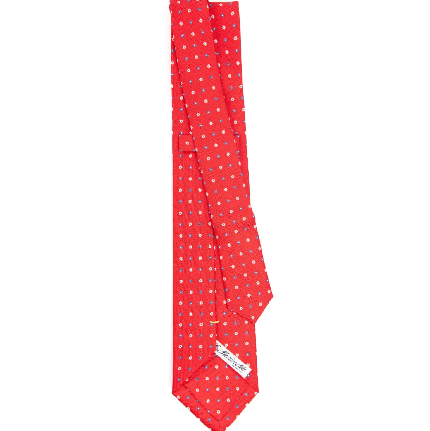 CRAVATTA SARTORIALE EXTRA LONG IN SETA ROSSA Microfantasia fiore
