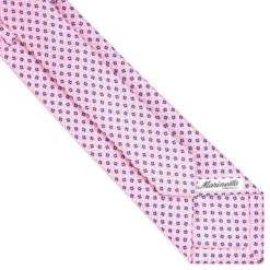 CRAVATTA SARTORIALE EXTRA LONG IN SETA ROSA Microfantasia fiore
