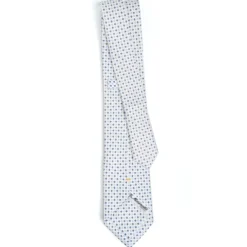 CRAVATTA SARTORIALE EXTRA LONG IN SETA BIANCA Microfantasia fiore
