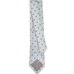 CRAVATTA SARTORIALE IN COTONE E SETA GRIGIO CHIARO Macrofantasia fiore