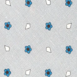 CRAVATTA SARTORIALE IN COTONE E SETA GRIGIO CHIARO Macrofantasia fiore