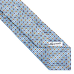 CRAVATTA SARTORIALE IN LINO AZZURRA Microfantasia fiore