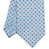 CRAVATTA SARTORIALE IN LINO AZZURRA Microfantasia fiore