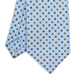 CRAVATTA SARTORIALE IN LINO AZZURRA Microfantasia fiore