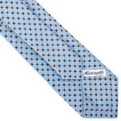 CRAVATTA SARTORIALE IN LINO AZZURRA Microfantasia fiore