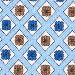 CRAVATTA SARTORIALE IN LINO AZZURRA Microfantasia fiore