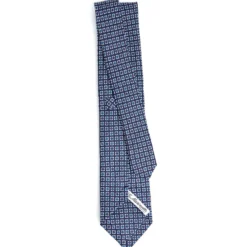 CRAVATTA SARTORIALE IN LINO BLU Microfantasia fiore