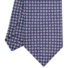 CRAVATTA SARTORIALE IN LINO BLU Microfantasia fiore