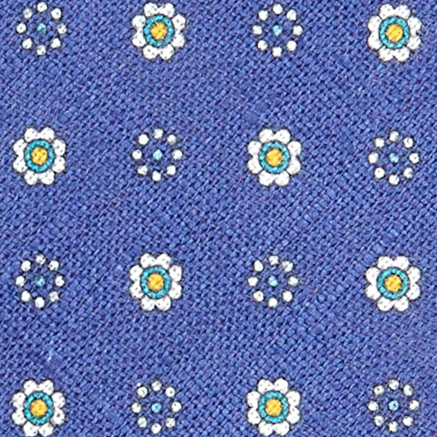 CRAVATTA SARTORIALE IN LINO BLU Microfantasia fiore