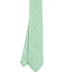 CRAVATTA SARTORIALE IN LINO E COTONE VERDE CHIARO Tinta unita