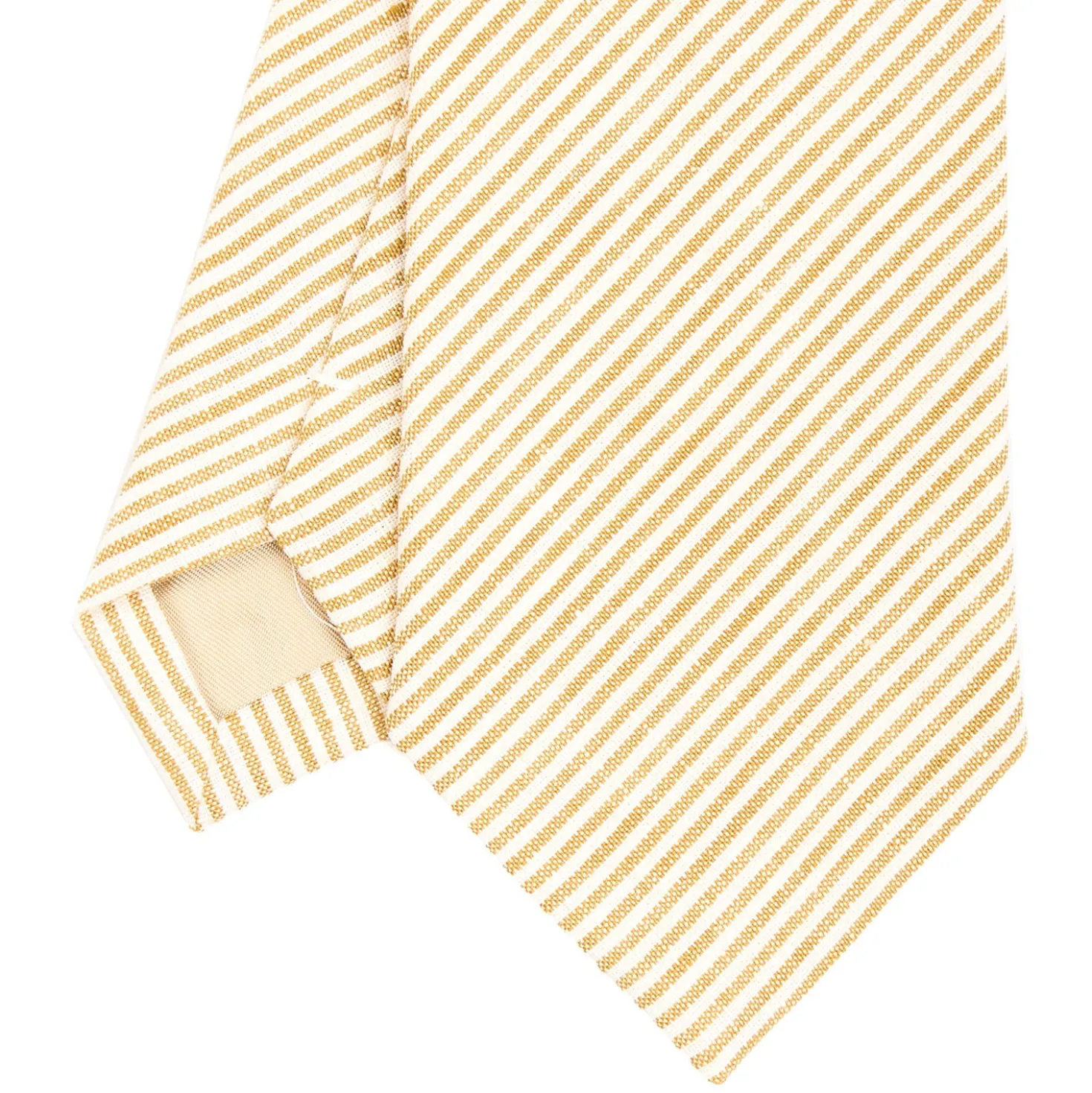 CRAVATTA SARTORIALE IN LINO E COTONE GIALLA Rigata