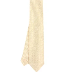CRAVATTA SARTORIALE IN LINO E COTONE GIALLA Rigata