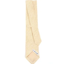 CRAVATTA SARTORIALE IN LINO E COTONE GIALLA Rigata