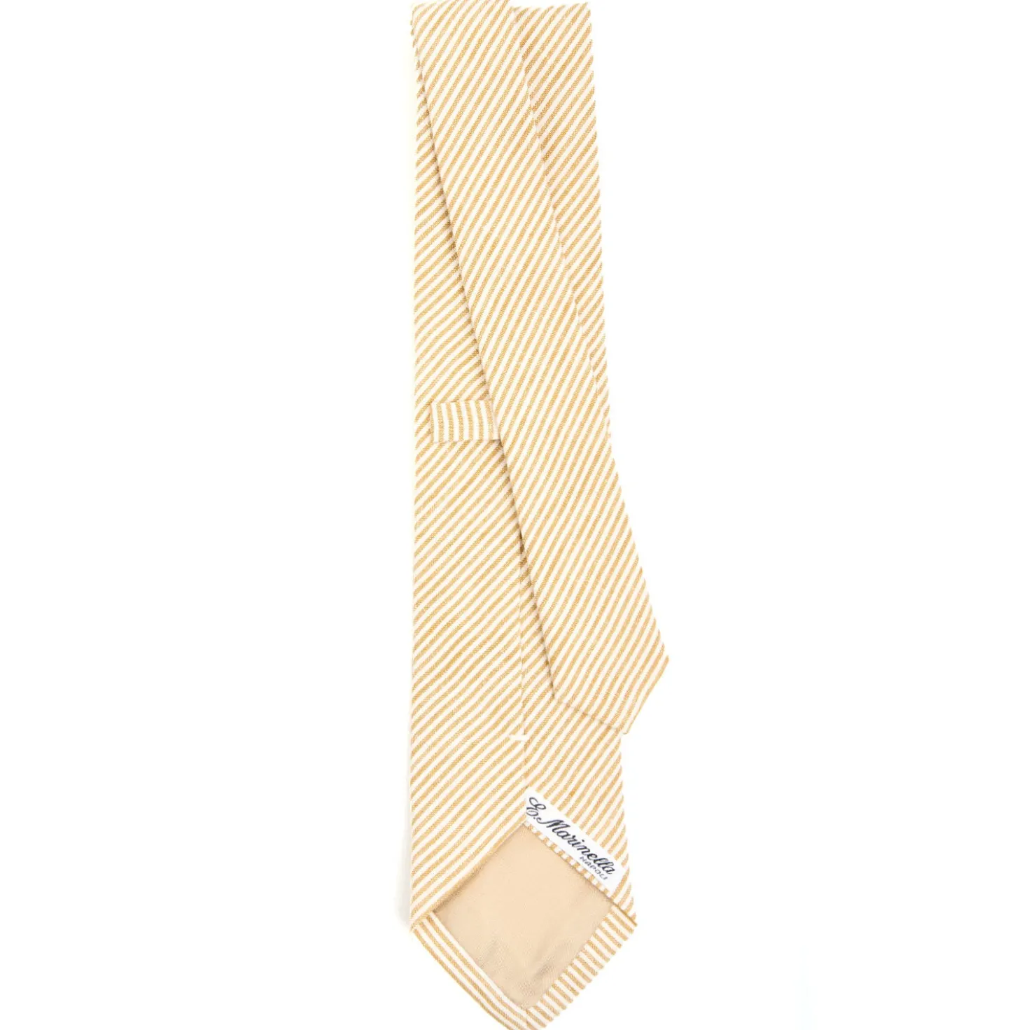 CRAVATTA SARTORIALE IN LINO E COTONE GIALLA Rigata