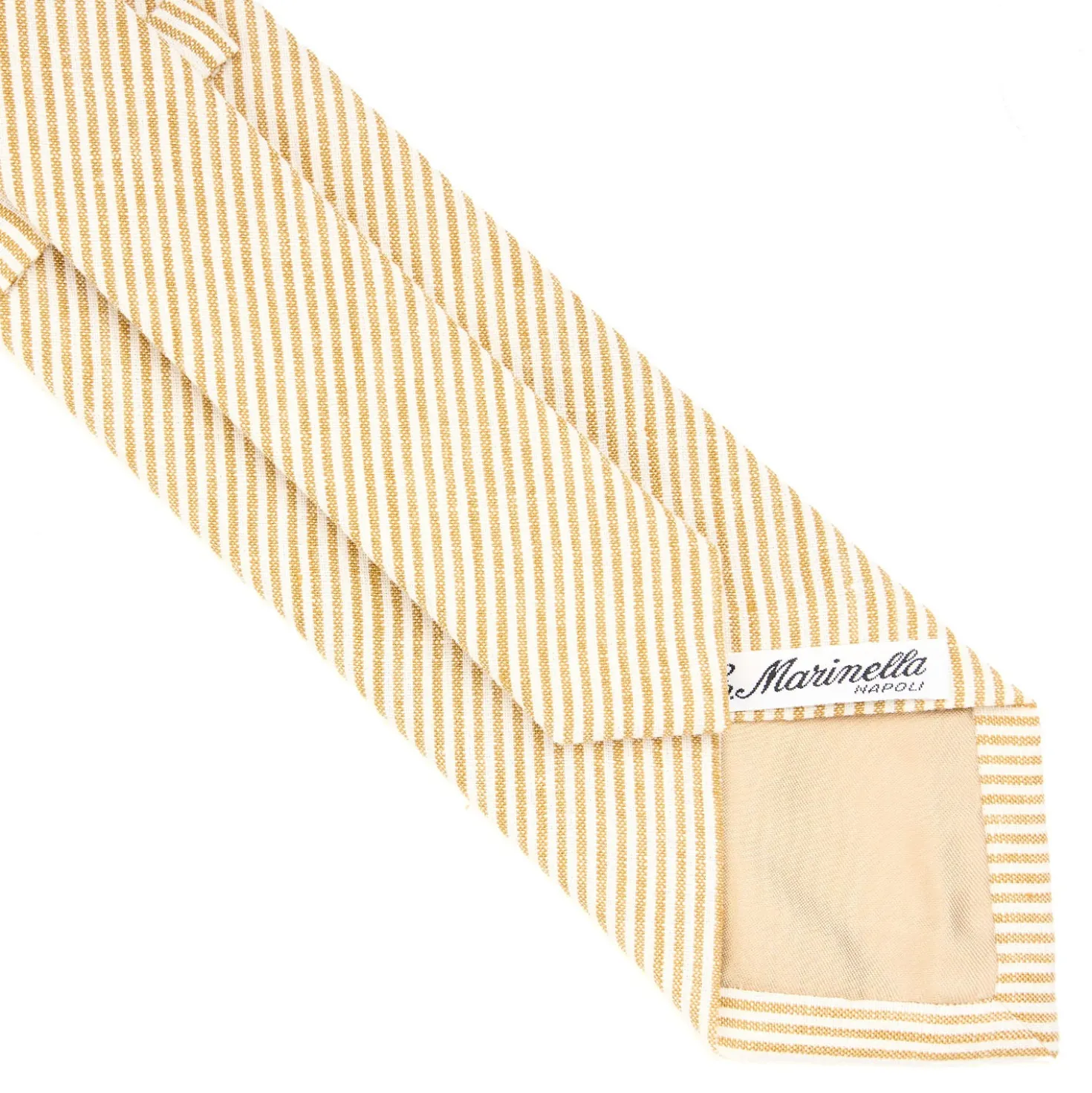 CRAVATTA SARTORIALE IN LINO E COTONE GIALLA Rigata