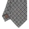 CRAVATTA SARTORIALE IN LINO GRIGIO SCURO Macrofantasia geometrica