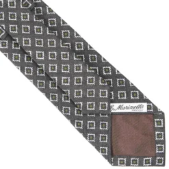 CRAVATTA SARTORIALE IN LINO GRIGIO SCURO Macrofantasia geometrica