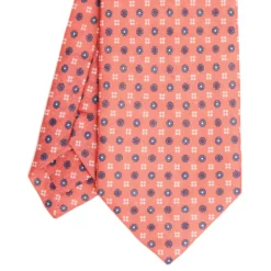 CRAVATTA SARTORIALE IN LINO ROSA Microfantasia fiore