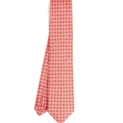 CRAVATTA SARTORIALE IN LINO ROSA Microfantasia fiore